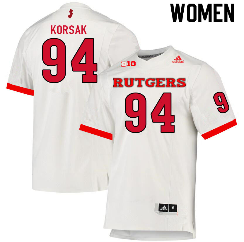 Women #94 Adam Korsak Rutgers Scarlet Knights College Football Jerseys Sale-White